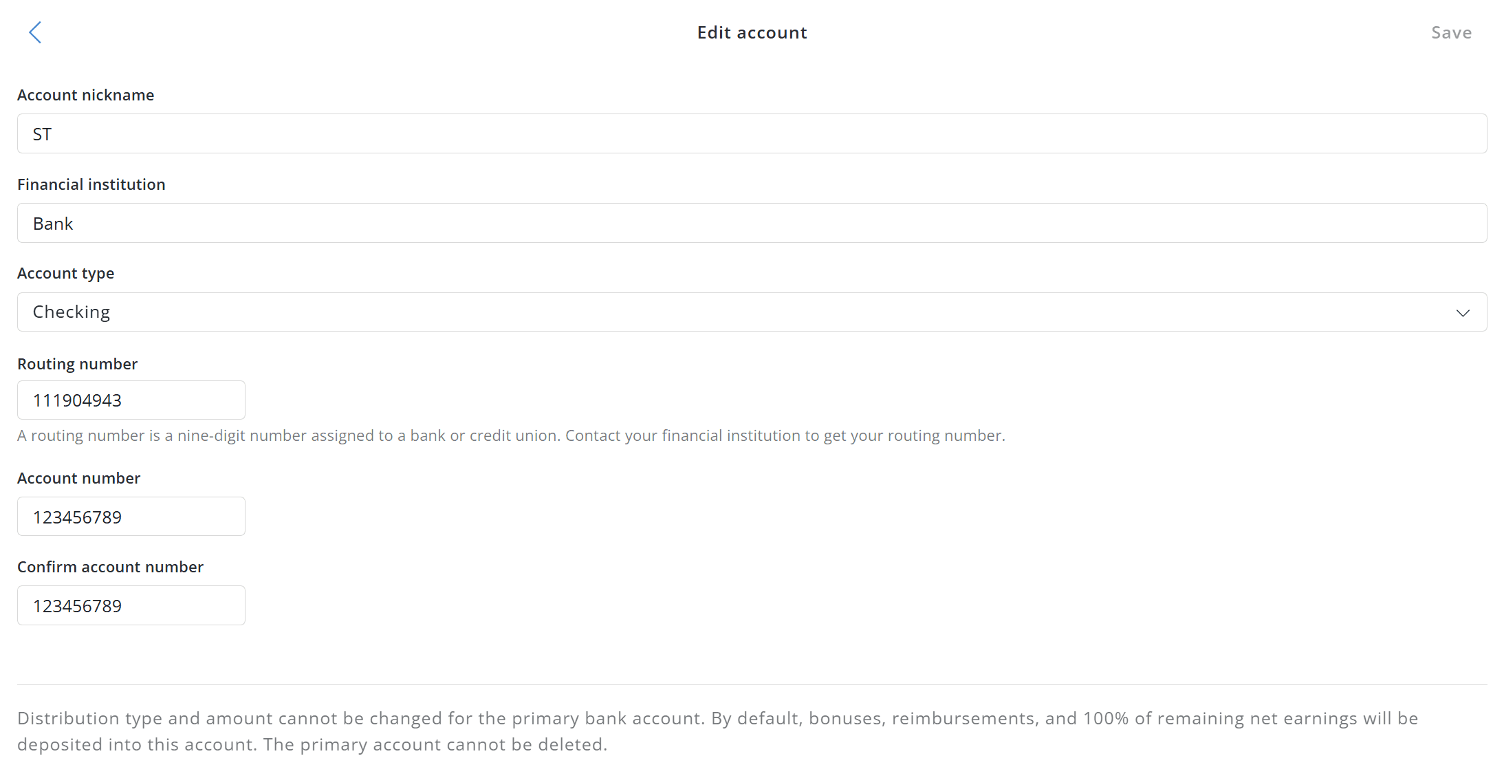 Add or edit bank account